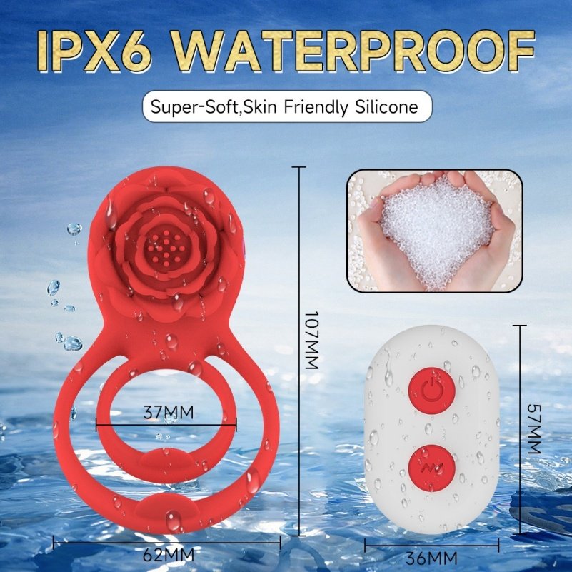 Rozen Toys Silicone Penisrinf Vibrator – Multifunctioneel Speeltje voor Zaadbeheersing en Clitorisstimulatie - Afbeelding 11
