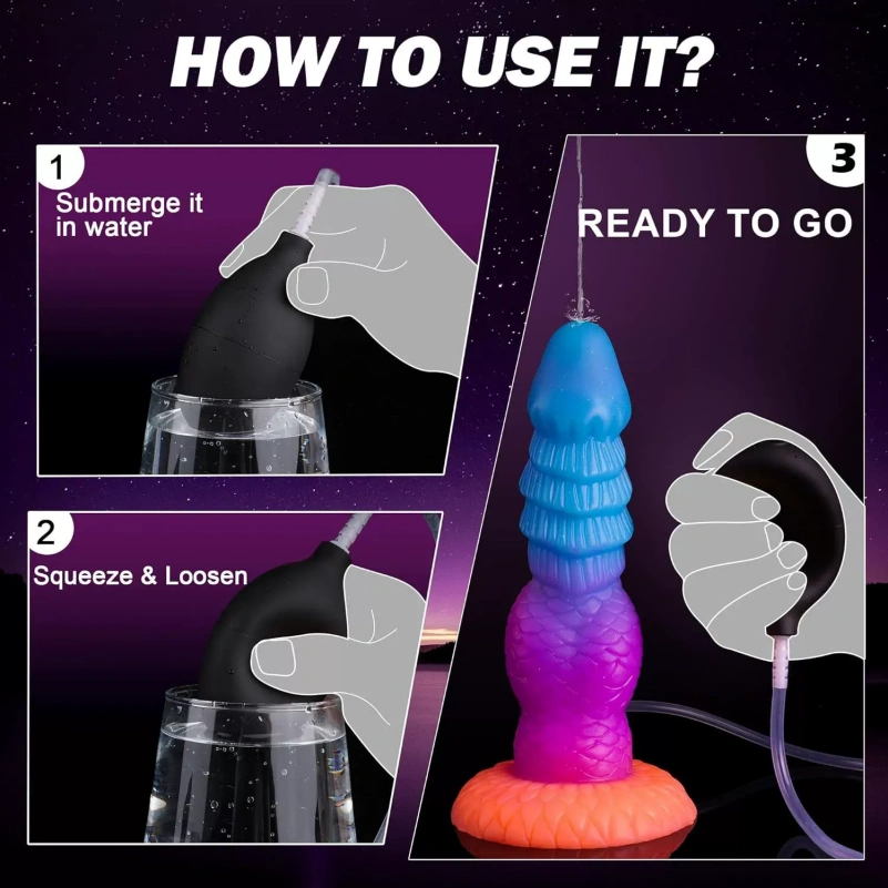 Realistische Squirten Fantasy Dragon Dildo - Spirale Invoegbare Driepunts Stimulatie Tool - Afbeelding 5