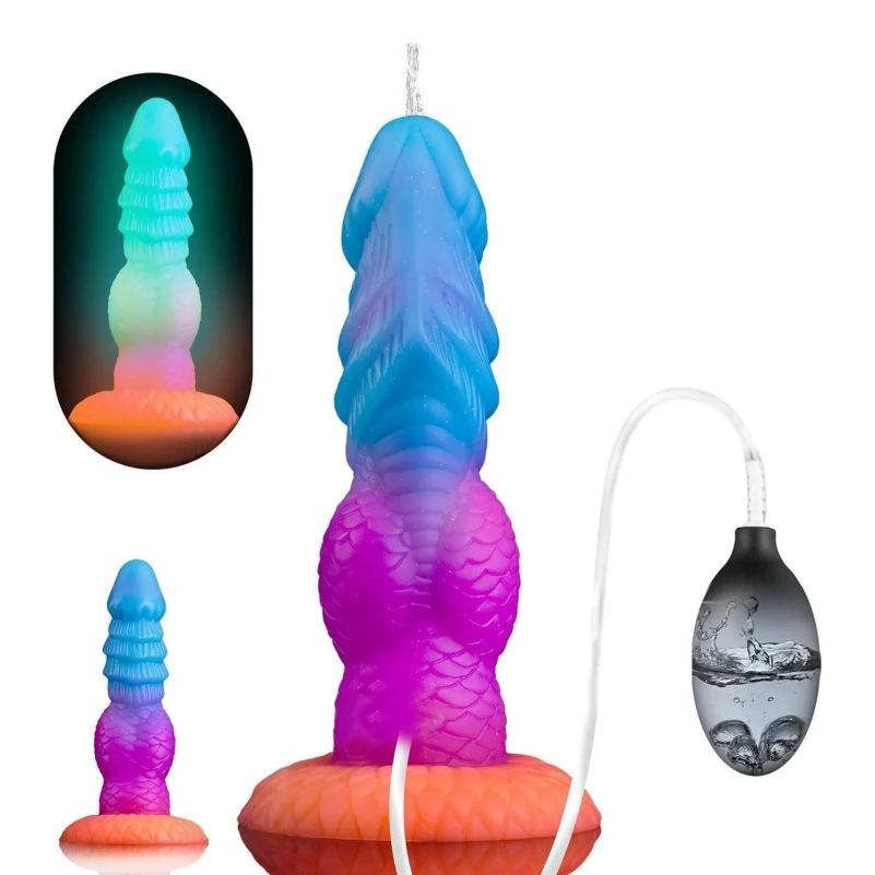 Realistische Squirten Fantasy Dragon Dildo - Spirale Invoegbare Driepunts Stimulatie Tool - Afbeelding 8