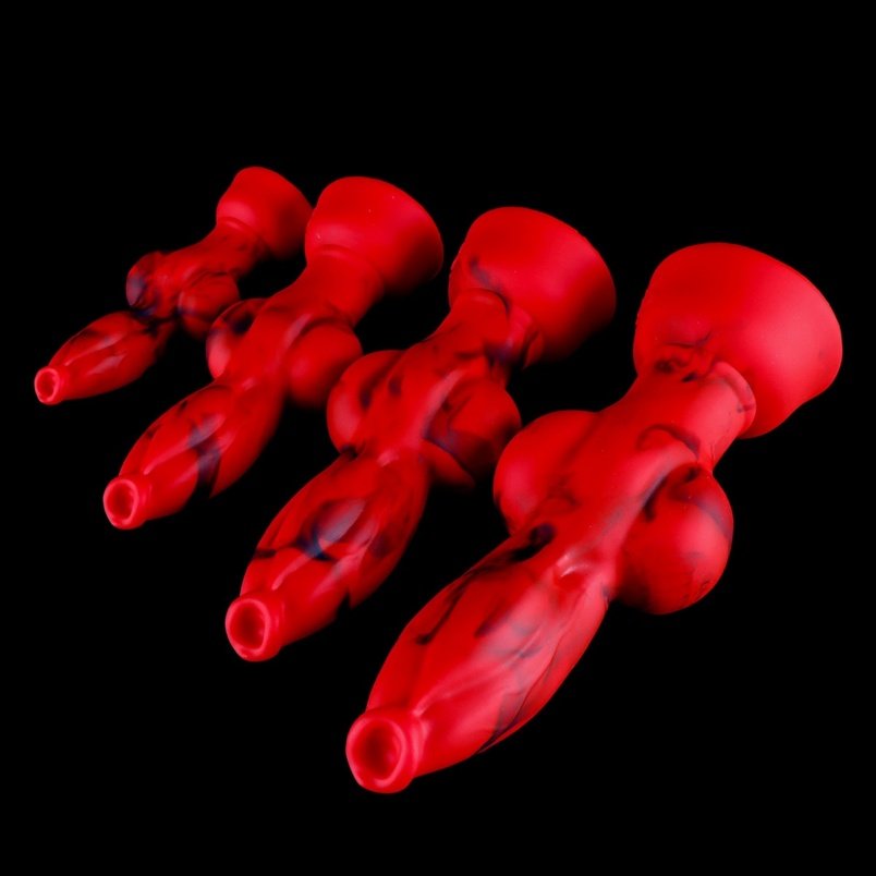Bloedrode Siliconen Dog Anal Dildo & Buttplug – Lokale Zwelling voor Vaginale Expansie en Intens Genot - Afbeelding 11