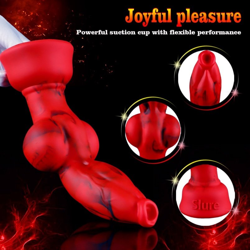 Bloedrode Siliconen Dog Anal Dildo & Buttplug – Lokale Zwelling voor Vaginale Expansie en Intens Genot