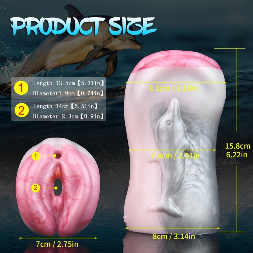 Dolphin Tree Fantasy Pocket Pussy Vibrator - Stimuleert de Mannelijke Penis met Siliconen Invoeg Stimulator - Afbeelding 6