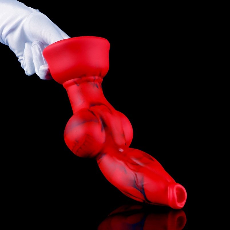 Bloedrode Siliconen Dog Anal Dildo & Buttplug – Lokale Zwelling voor Vaginale Expansie en Intens Genot - Afbeelding 6