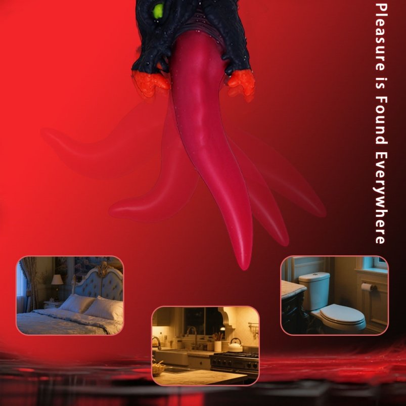 Fantasie Monster Draakkop Anal Dildo Plug - Bloedrode Siliconen Dildo voor G-Spot Stimulatie en Zelfbevrediging - Afbeelding 7
