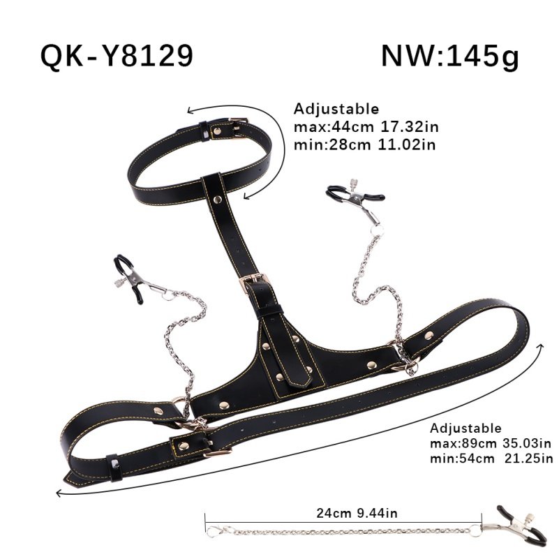 Bondage Borst en Tepelklemmen Set - Exclusief voor Vrouwen, Lederen Strap-on BDSM Toys - Afbeelding 12