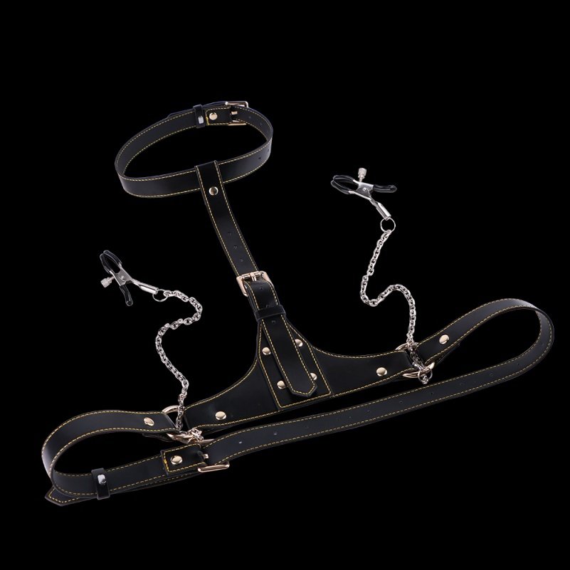 Bondage Borst en Tepelklemmen Set - Exclusief voor Vrouwen, Lederen Strap-on BDSM Toys - Afbeelding 6