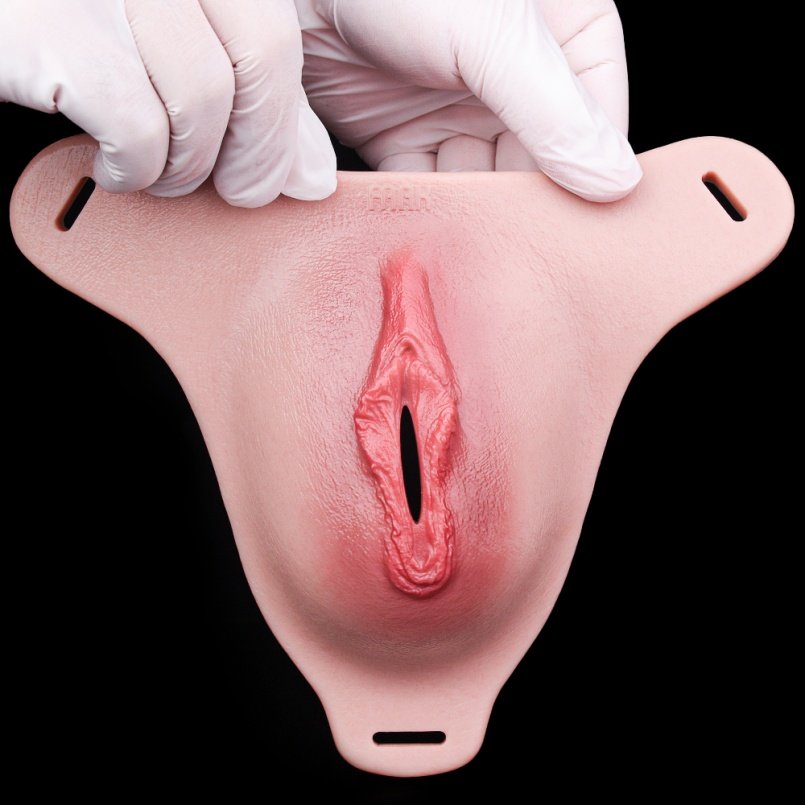 Fantasie Male-to-Female Nep Vagina Pants - Zachte Roze Siliconen met Realistische Textuur voor BDSM Seksplezier - Afbeelding 2