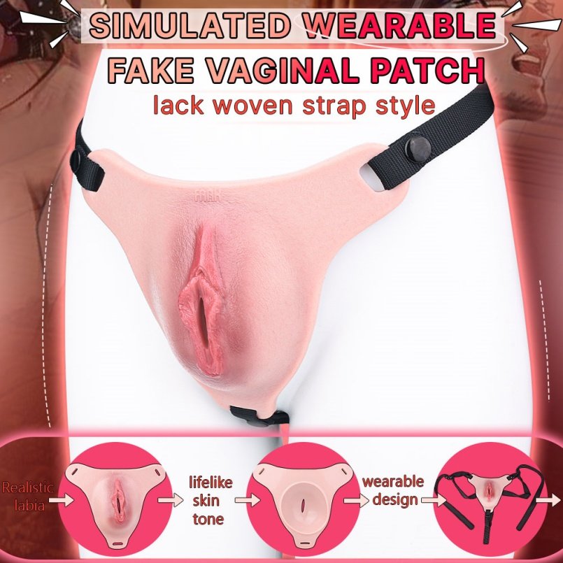 Fantasie Male-to-Female Nep Vagina Pants - Zachte Roze Siliconen met Realistische Textuur voor BDSM Seksplezier - Afbeelding 6