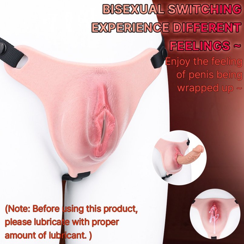 Fantasie Male-to-Female Nep Vagina Pants - Zachte Roze Siliconen met Realistische Textuur voor BDSM Seksplezier - Afbeelding 9
