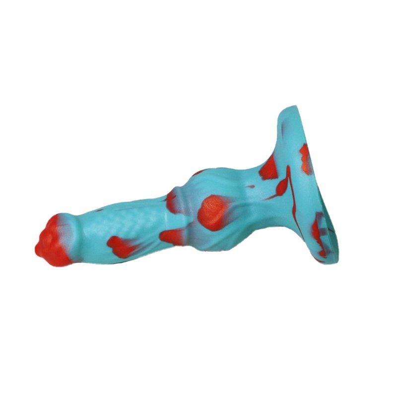 Monsterdildo van Blauw en Rood Siliconen in Hondvorm met Zuignap – Vaginaal Expansie en Stimulatietool - Afbeelding 6