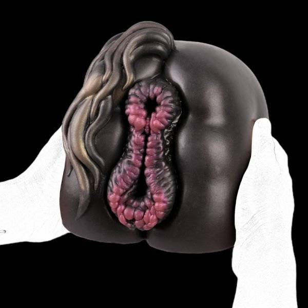 Realistische Zwarte Paard Billen Fantasy Pocket Pussy - Dubbele Kanaalontwerp voor Meerdere Invoeg Sensaties