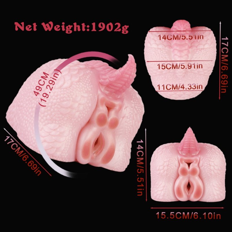 Fantasy Roze Siliconen Draak Billen Pocket Pussi - Penis Invoeg Massage Masturbeerhulpmiddel - Afbeelding 11