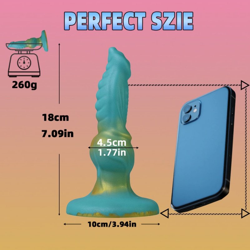 Monstercock van Fantasiehond met Zuignap - Blauwe en Gouden Siliconen Vagina Stimulator - Afbeelding 3