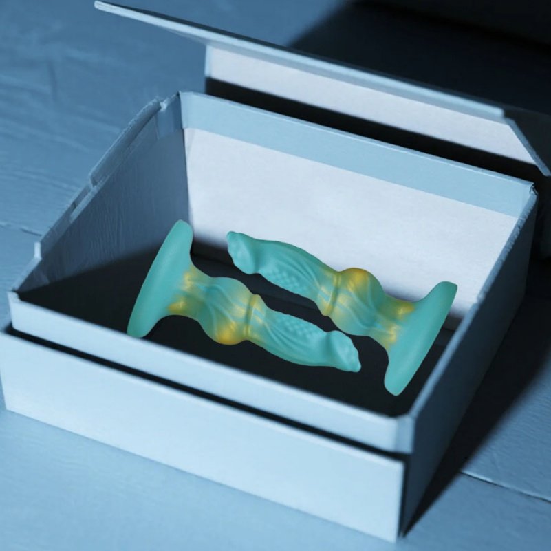 Monstercock van Fantasiehond met Zuignap - Blauwe en Gouden Siliconen Vagina Stimulator - Afbeelding 6