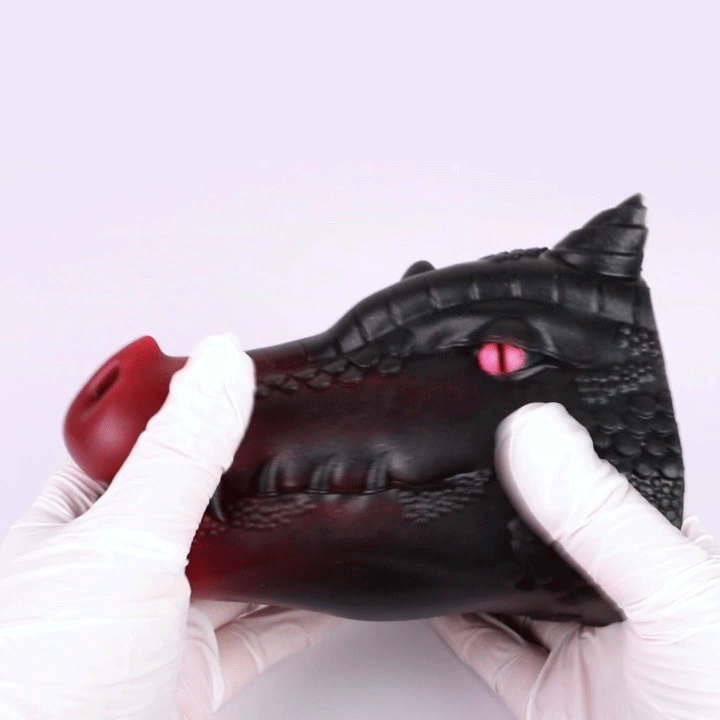 Monster Evil Dragon Mond Blowjob Pocket Pussy - Bloedrode Zwarte Siliconen Penis Masturbeerhulpmiddel - Afbeelding 11