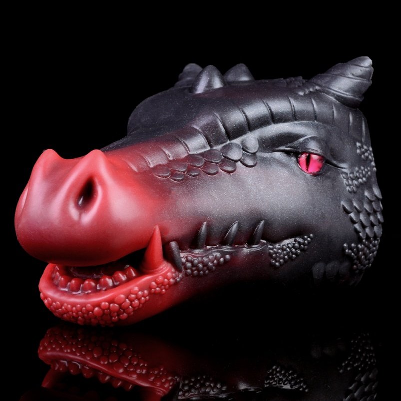 Monster Evil Dragon Mond Blowjob Pocket Pussy - Bloedrode Zwarte Siliconen Penis Masturbeerhulpmiddel - Afbeelding 4