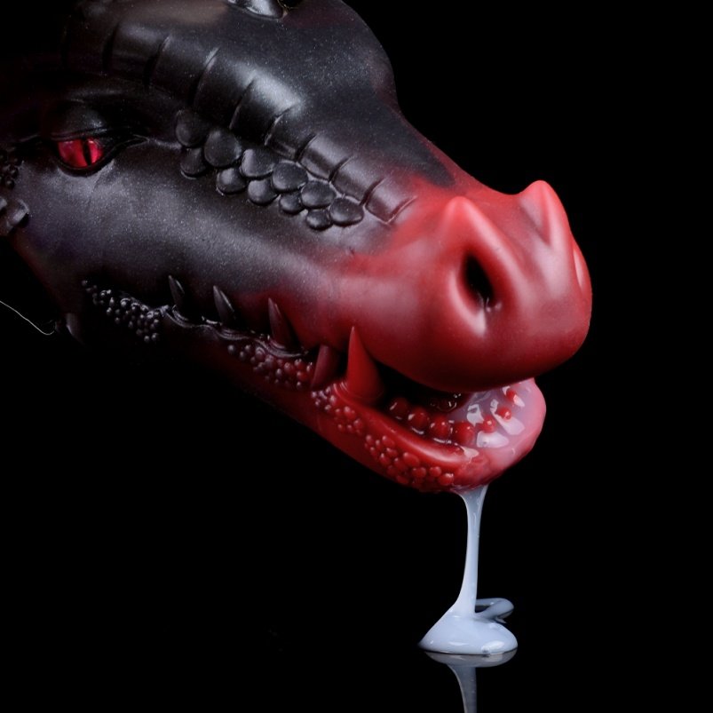 Monster Evil Dragon Mond Blowjob Pocket Pussy - Bloedrode Zwarte Siliconen Penis Masturbeerhulpmiddel - Afbeelding 8