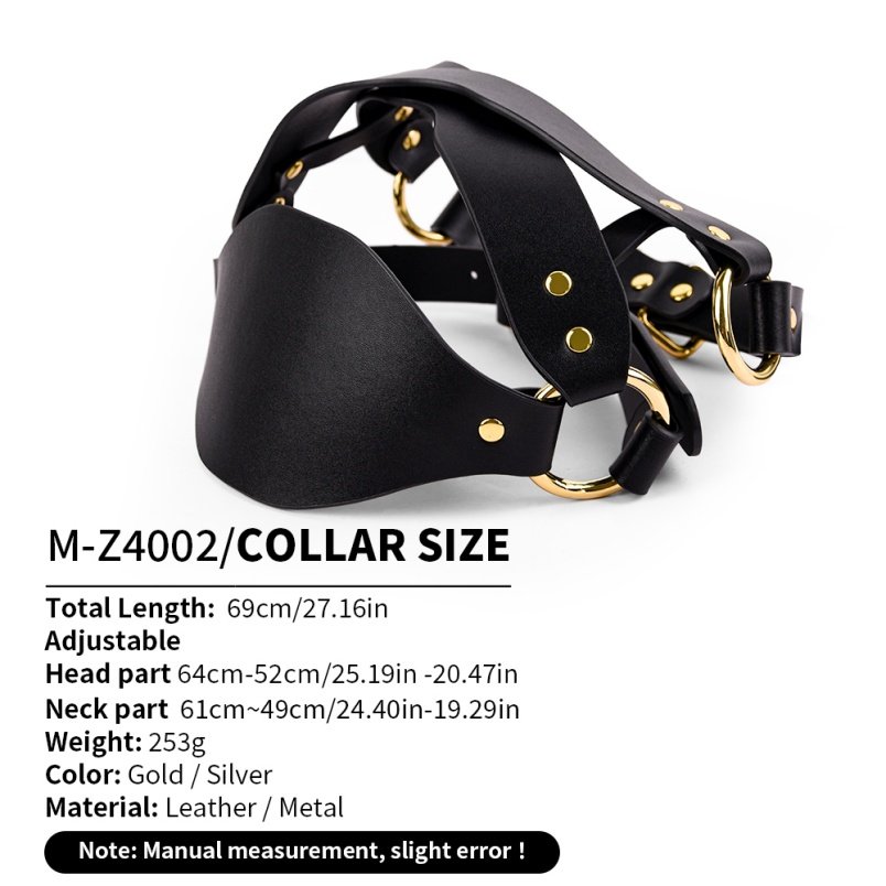 Strapon Zwart Lederen Masker Bondage Kinky - Extreme Seks BDSM Speeltje voor Stellen - Afbeelding 9