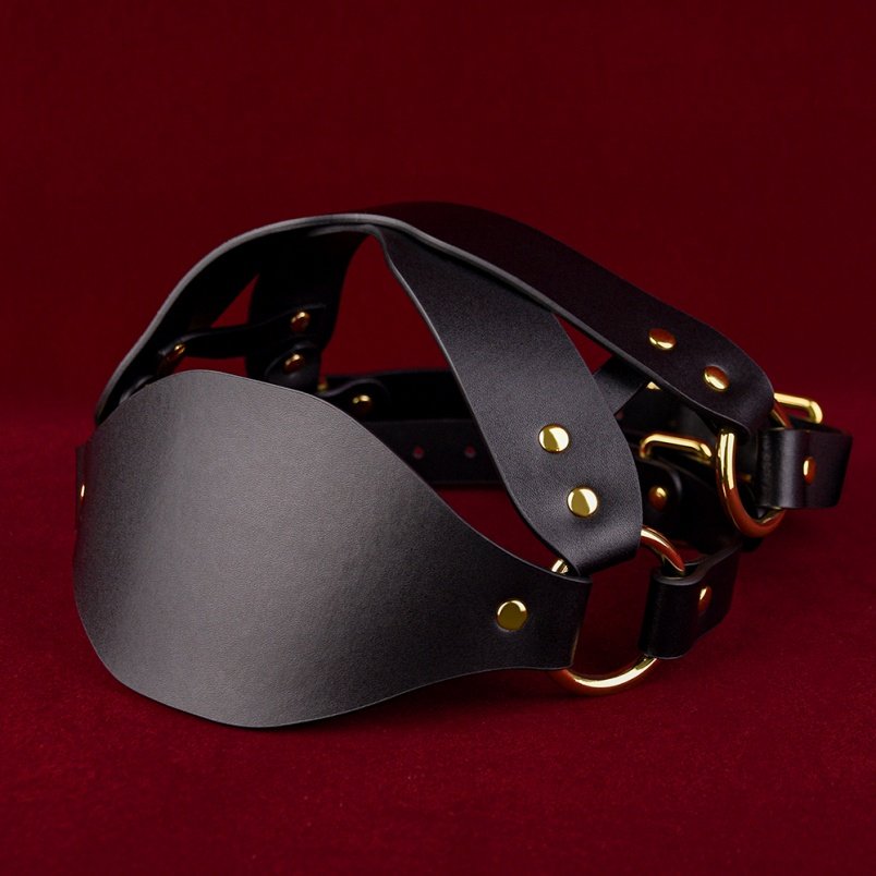 Strapon Zwart Lederen Masker Bondage Kinky - Extreme Seks BDSM Speeltje voor Stellen - Afbeelding 2