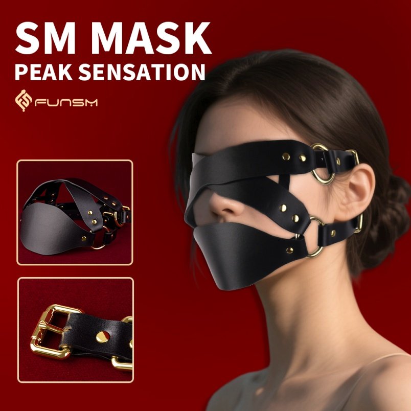Strapon Zwart Lederen Masker Bondage BDSM