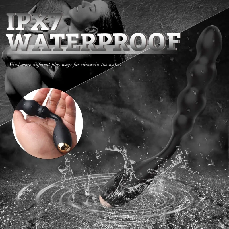 Zwarte Siliconen Anal Beads Vibrerende Buttplug - Stimulatie Vingeren voor Mannen Prostaat Massage
