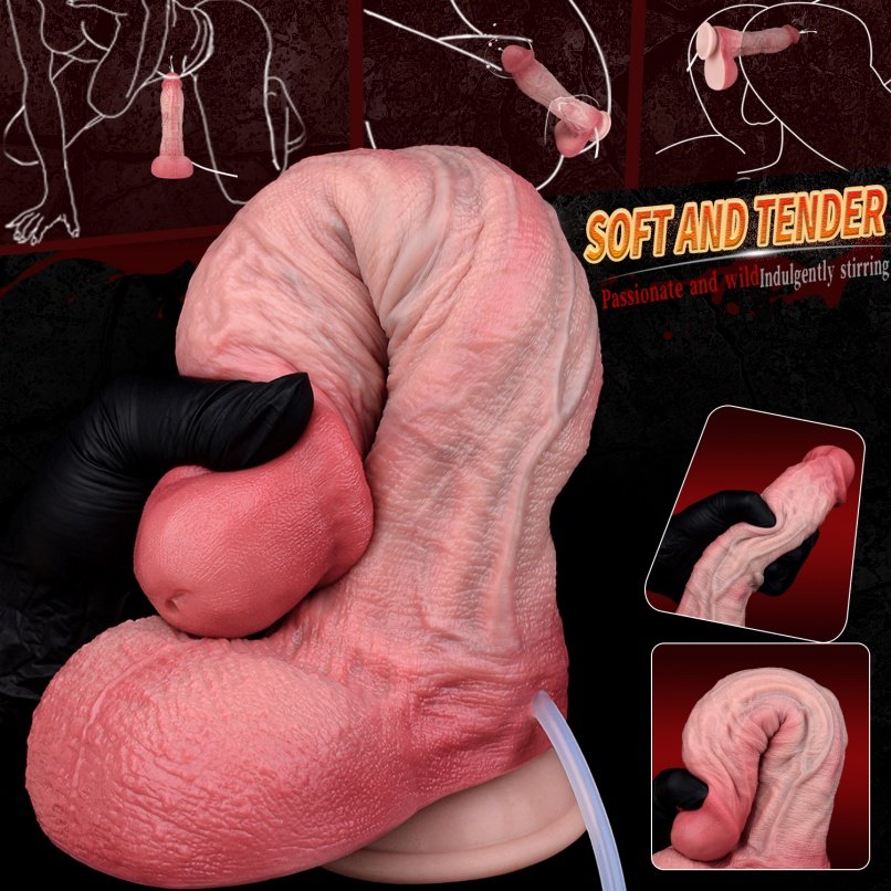 Fantasie Squirten Draagbare Siliconen Dildo - Realistische Vaten Textuur Masturbeerhulpmiddel met Zuignap - Afbeelding 6