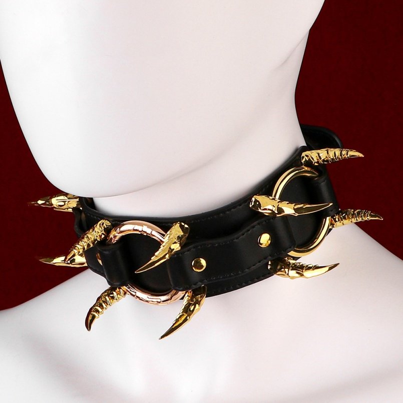 BDSM Zwarte Lederen Halsband Bondage Kinky Seks - Vrouwelijke Strapon Opleidingsfantasie Accessoire - Afbeelding 10