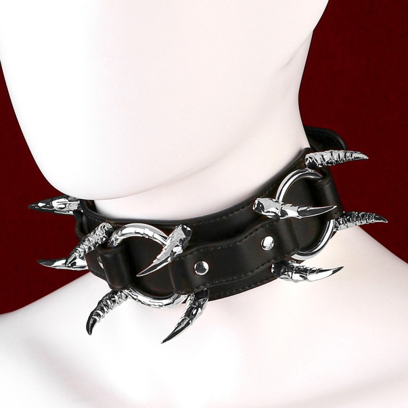 BDSM Zwarte Lederen Halsband Bondage Kinky Seks - Vrouwelijke Strapon Opleidingsfantasie Accessoire - Afbeelding 9
