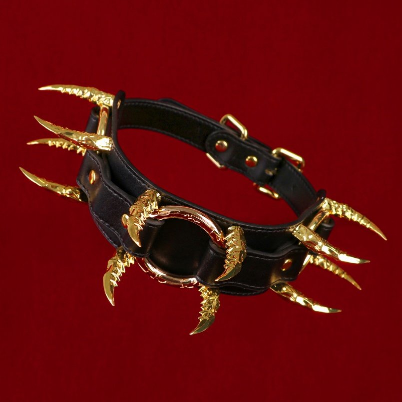 BDSM Zwarte Lederen Halsband Bondage Kinky Seks - Vrouwelijke Strapon Opleidingsfantasie Accessoire