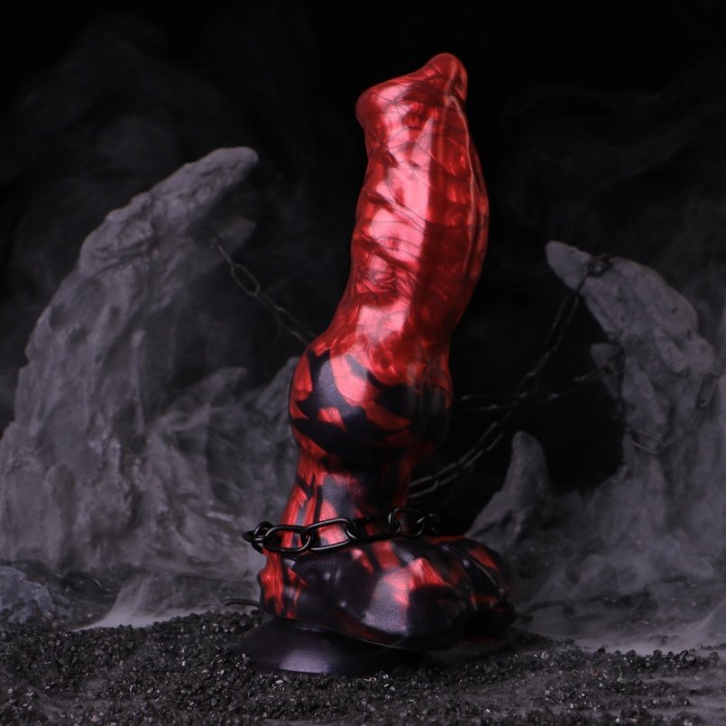 Bloedrode Siliconen Fantasie Monsterdildo - Dogdildo Lockstructuur Vaginale Invoegbare Masturbatie Speeltje - Afbeelding 6
