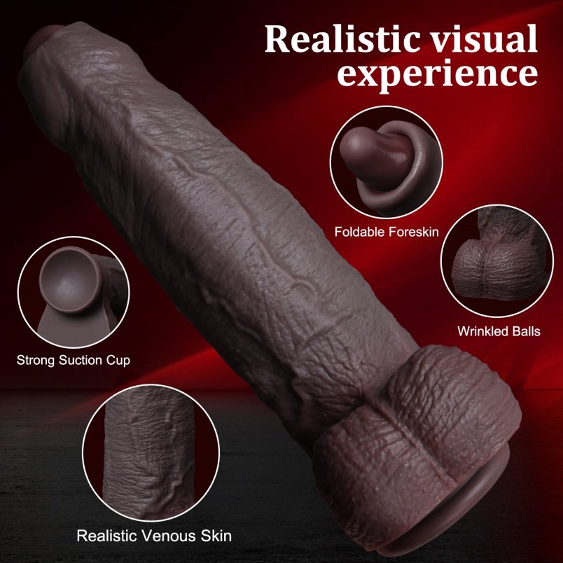 Zwarte Realistische Siliconen Dildo Zuignap – Invoeren voor Vrouwen Masturberen via Anale en Vaginale Stimulatie - Afbeelding 7