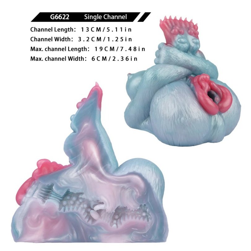 Fantasie Blauwe Siliconen Pocket Pussy – Wolf-Meisje Torso Masturbator voor Intense Mannelijke Stimulatie - Afbeelding 9
