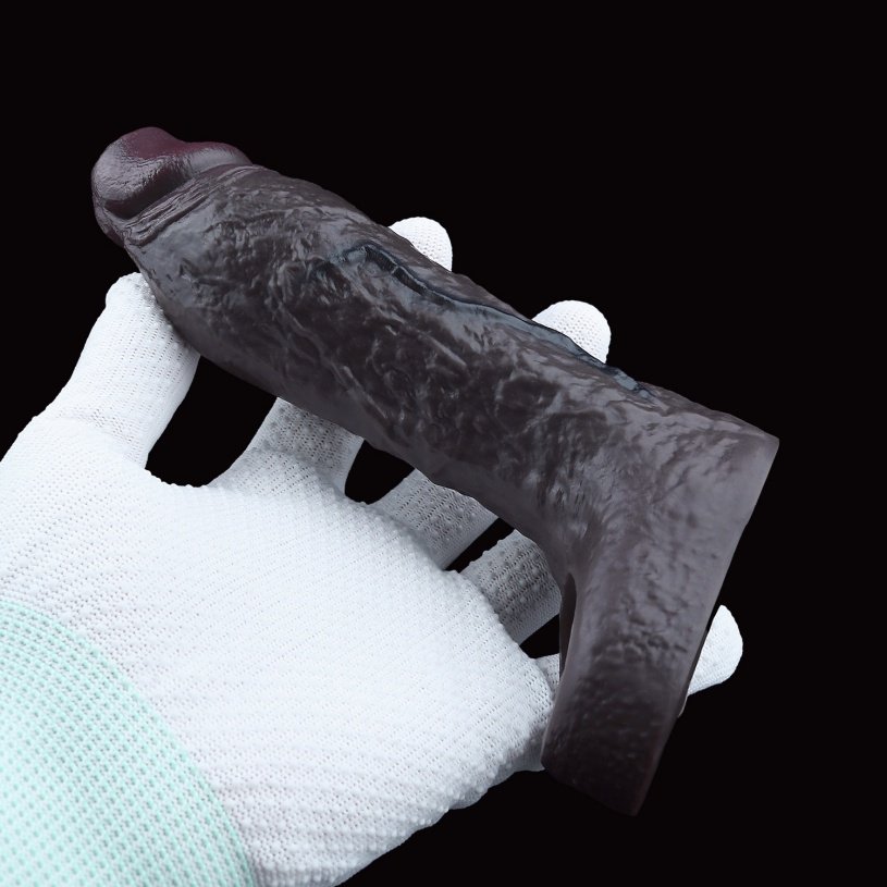 Zwarte Siliconen Draagbare Verlengende Penis Sleeve - Half-Wrap Male Girth Enhancer Penisring Seks Speeltje - Afbeelding 10