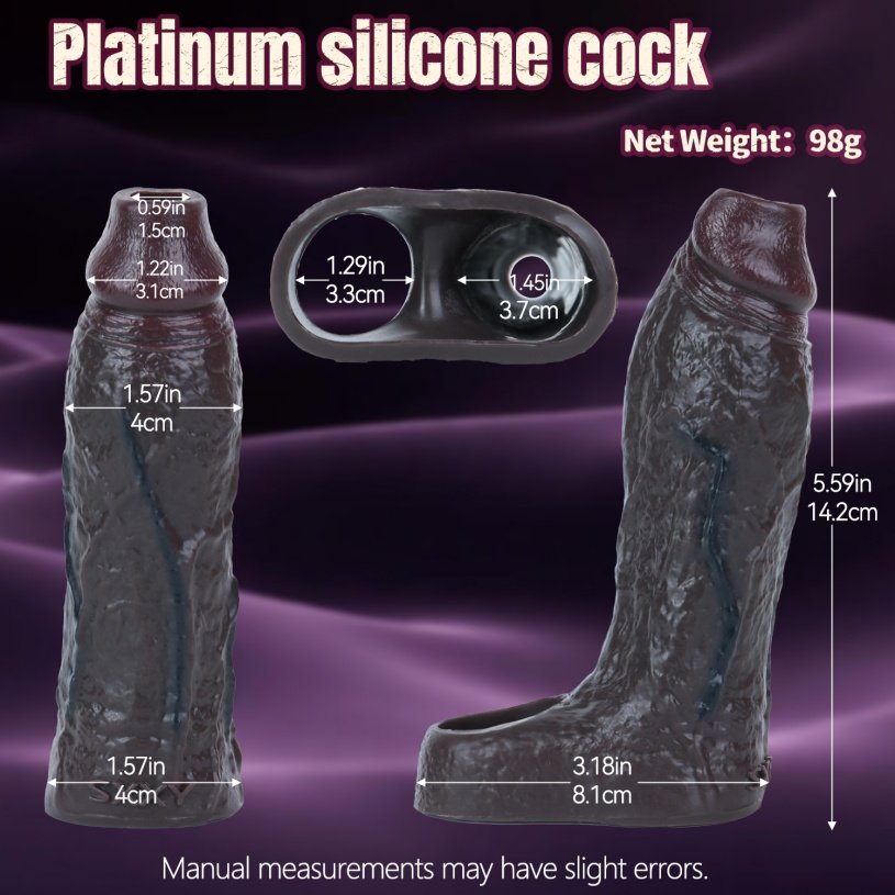 Zwarte Siliconen Draagbare Verlengende Penis Sleeve - Half-Wrap Male Girth Enhancer Penisring Seks Speeltje - Afbeelding 11