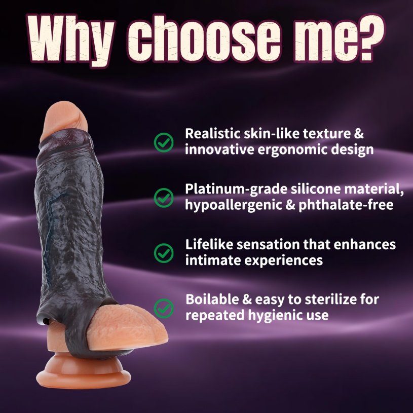 Zwarte Siliconen Draagbare Verlengende Penis Sleeve - Half-Wrap Male Girth Enhancer Penisring Seks Speeltje - Afbeelding 8