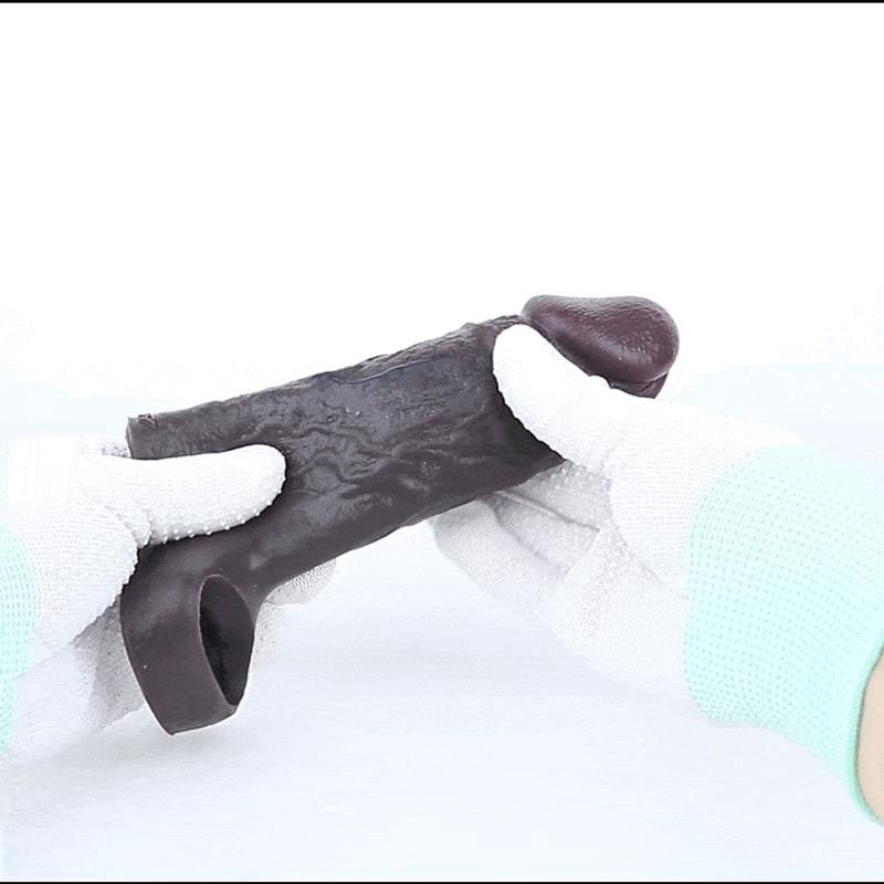 Realistische Zwarte Siliconen Penissleeve – Oplossing voor Erectieproblemen & Directe Vergroting van de Penis - Afbeelding 3