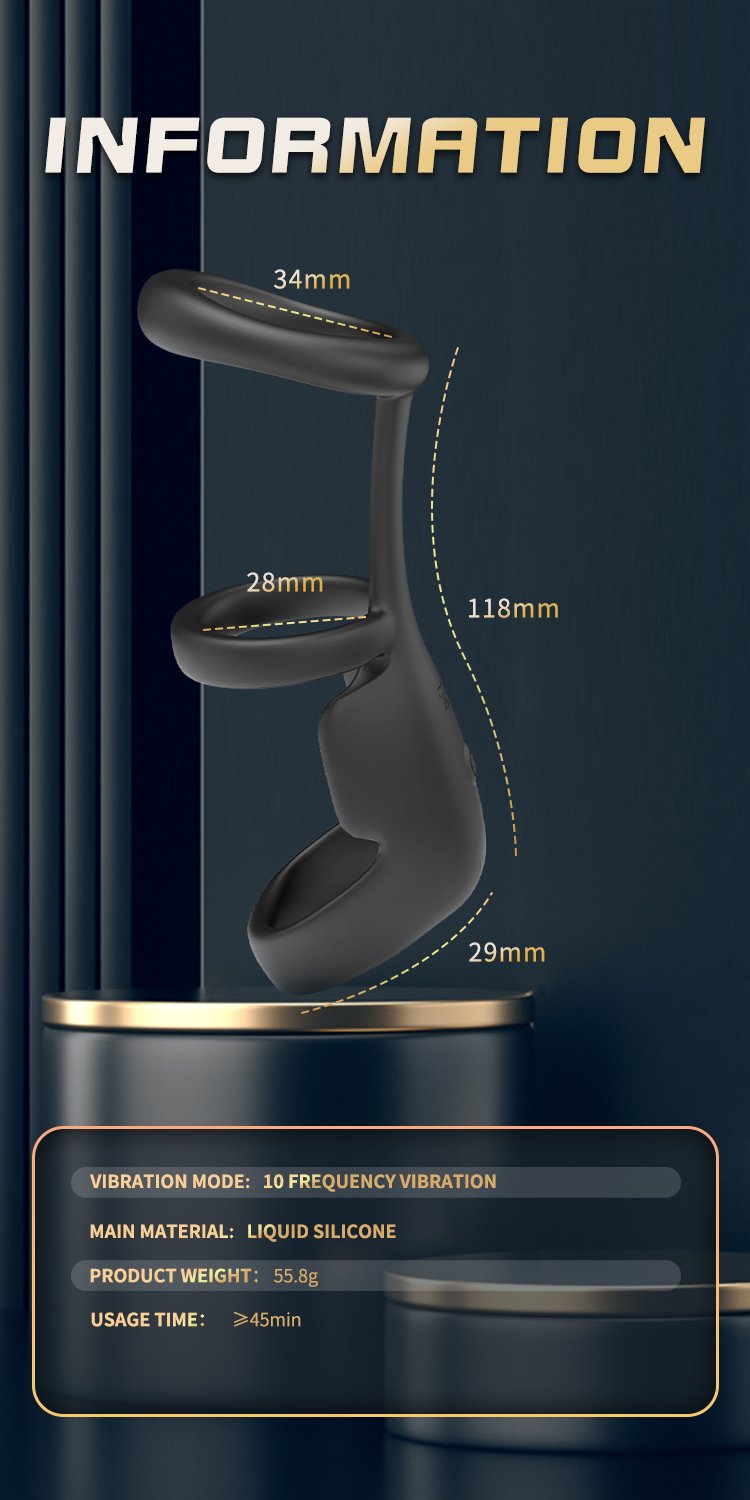Drievoudige Siliconen Penisring Vibrator – Voor Uitgestelde Ejaculatie en Krachtige Stimulatie - Afbeelding 5