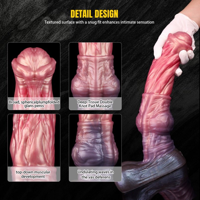 Fantasie Dual-Layer Siliconen Monster Horse Cock – Met 'Knot' Vergrendeling voor Intense Expansie - Afbeelding 10