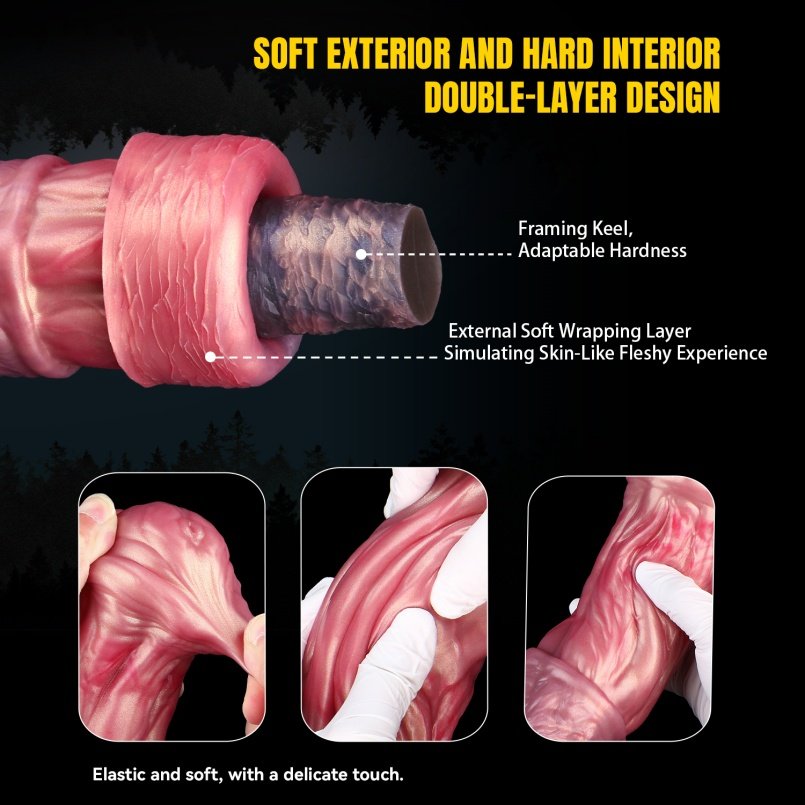 Fantasie Dual-Layer Siliconen Monster Horse Cock – Met 'Knot' Vergrendeling voor Intense Expansie - Afbeelding 8