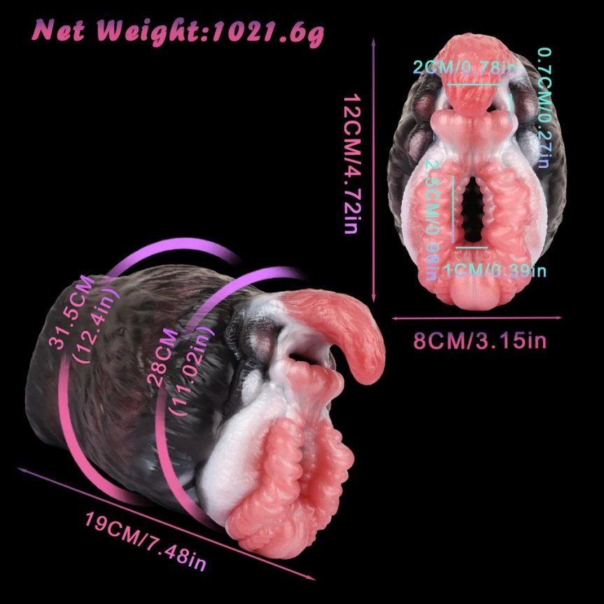 Realistische Fantasie Beer Pocket Pussy-Dubbel Kanaal Masturbator met Harige Huidtextuur & Medische Siliconen - Afbeelding 9