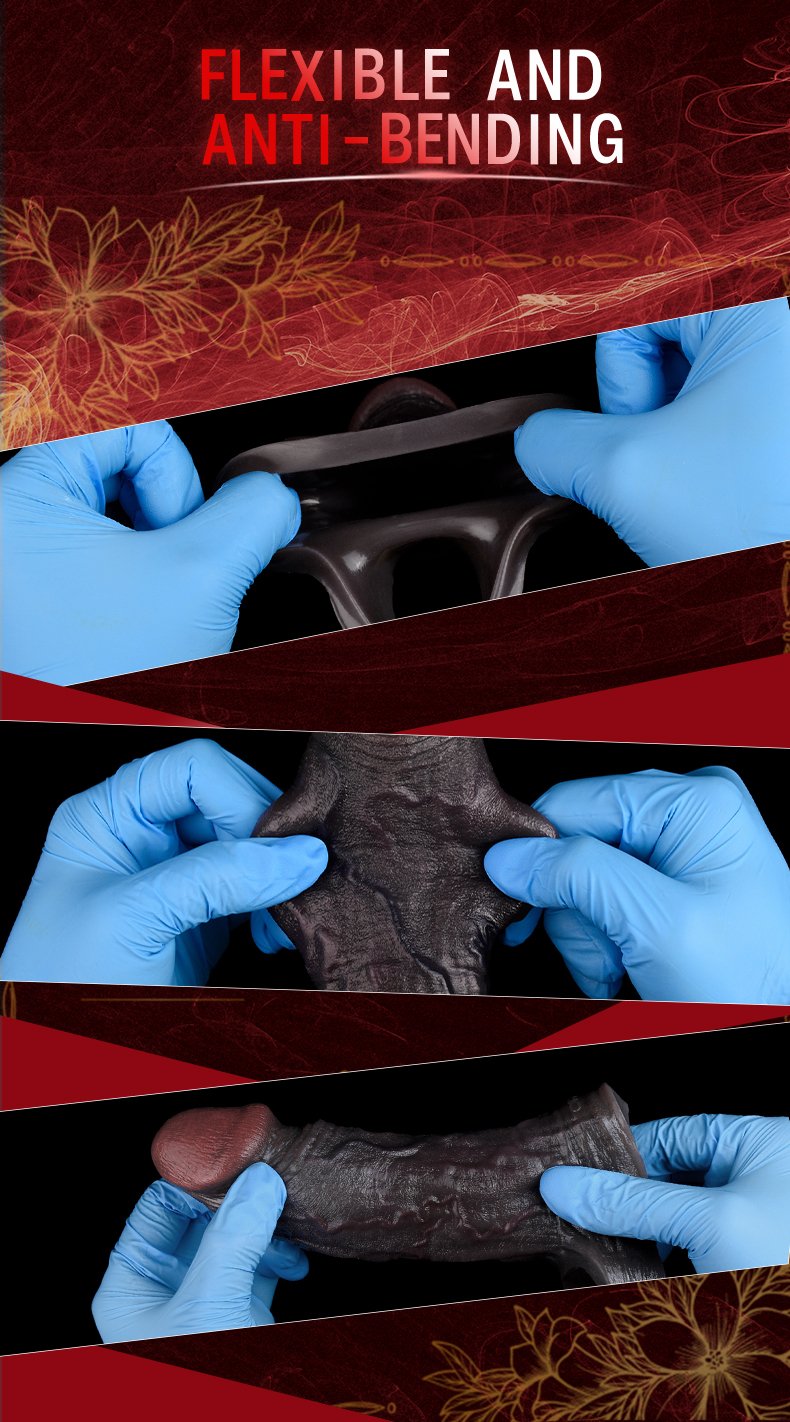 Realistische Zwarte Cock Sleeve: Direct een Grotere, Stijve Piemel & Verlenging – Oplossing voor Erectieproblemen en Meer Genot - Afbeelding 3