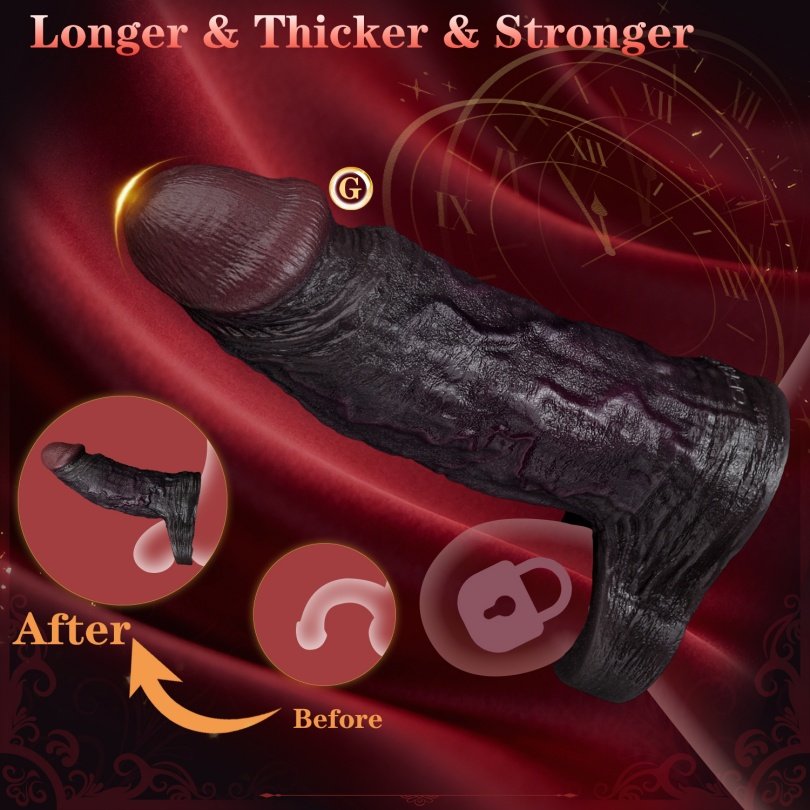 Realistische Zwarte Cock Sleeve: Direct een Grotere, Stijve Piemel & Verlenging – Oplossing voor Erectieproblemen en Meer Genot - Afbeelding 9