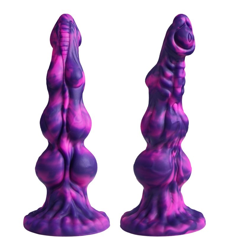 Fantasie Paarse Siliconen Knot Dildo & Anal Beads – Drievoudige Locking Structuur voor G-Spot Expansie - Afbeelding 4