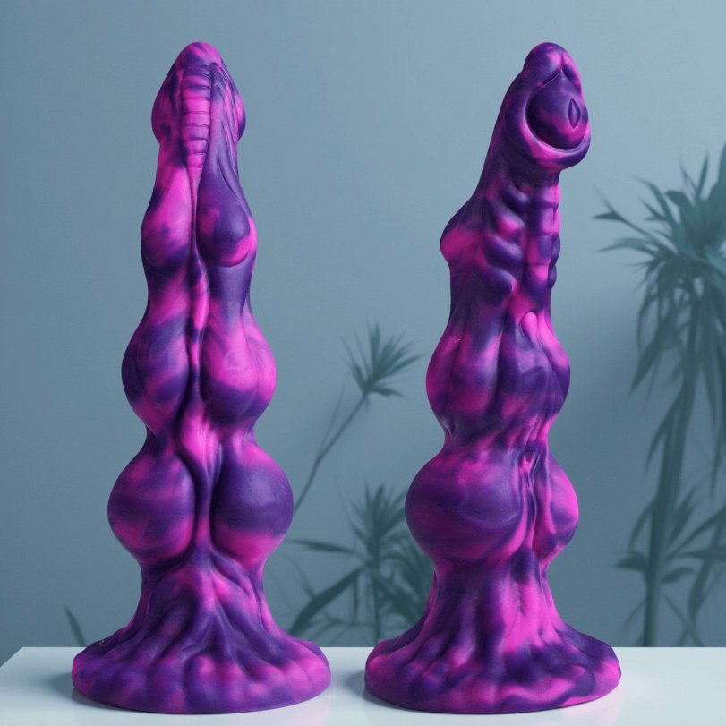 Fantasie Paarse Siliconen Knot Dildo & Anal Beads – Drievoudige Locking Structuur voor G-Spot Expansie