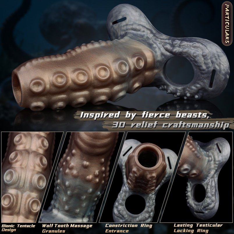 Vergroting & Verdikking Micropenis Siliconen Fantasy Penis Sleeve – Tentakelontwerp met Zaadcontrole - Afbeelding 3