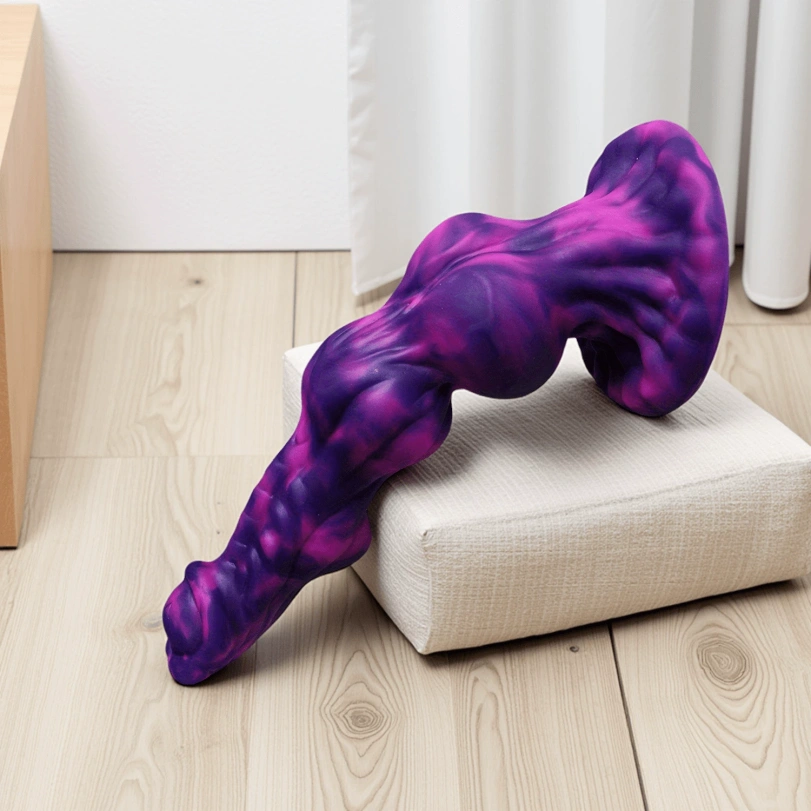 Fantasie Paarse Siliconen Knot Dildo & Anal Beads – Drievoudige Locking Structuur voor G-Spot Expansie - Afbeelding 2