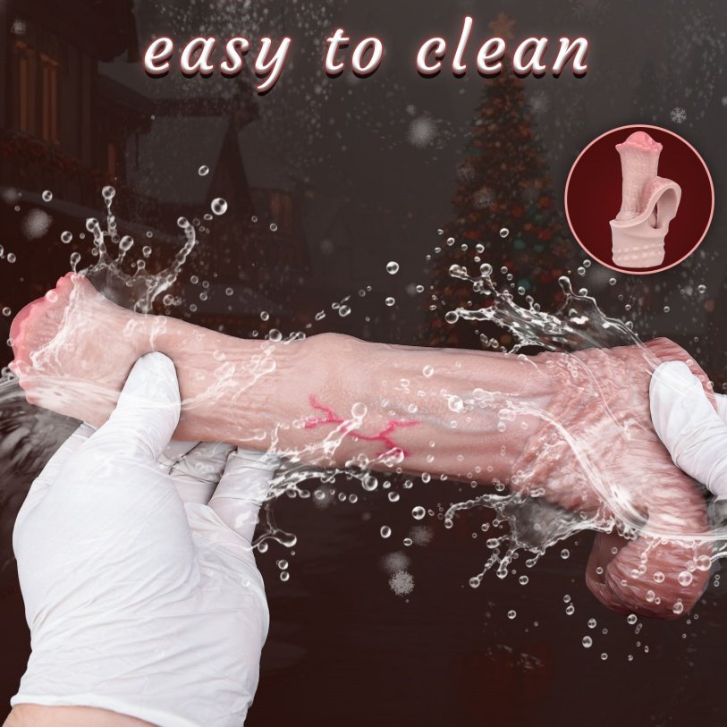 Realistische Vlezige Siliconen Fantasy Horse Cock Sleeve – Teelbal-fixatie Zaadcontrole Ring voor Langere Erectie - Afbeelding 9