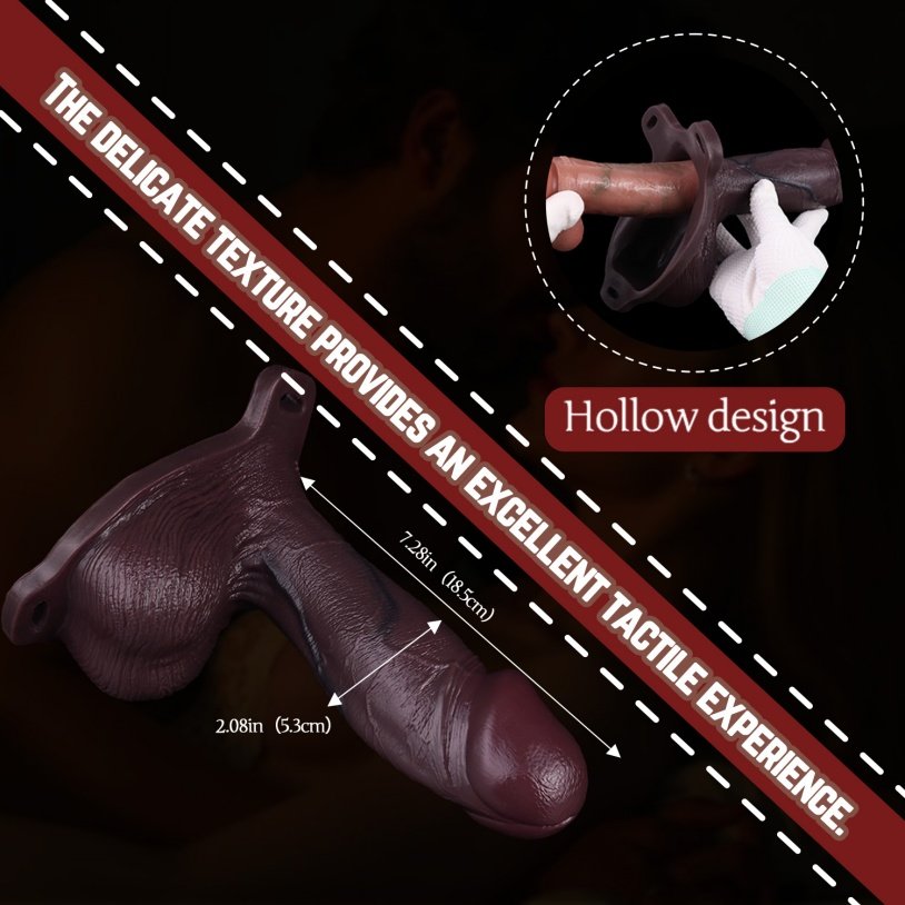 Wearable Sheath Underwear-Realistische Zwarte Siliconen Penis Sleeve & Vergroter met Harnas - Afbeelding 12