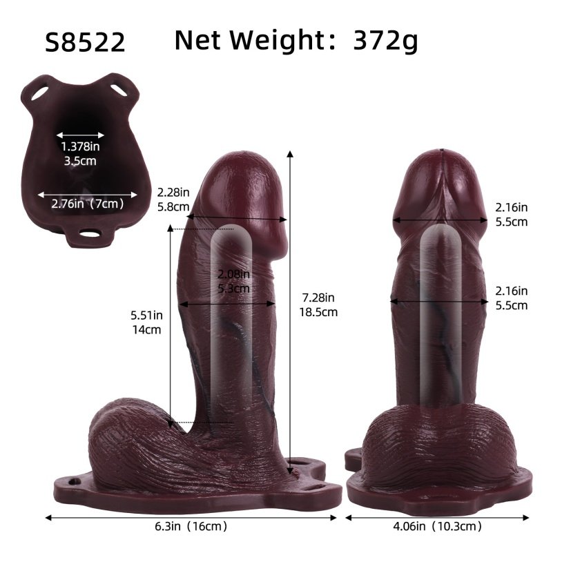 Wearable Sheath Underwear-Realistische Zwarte Siliconen Penis Sleeve & Vergroter met Harnas - Afbeelding 9