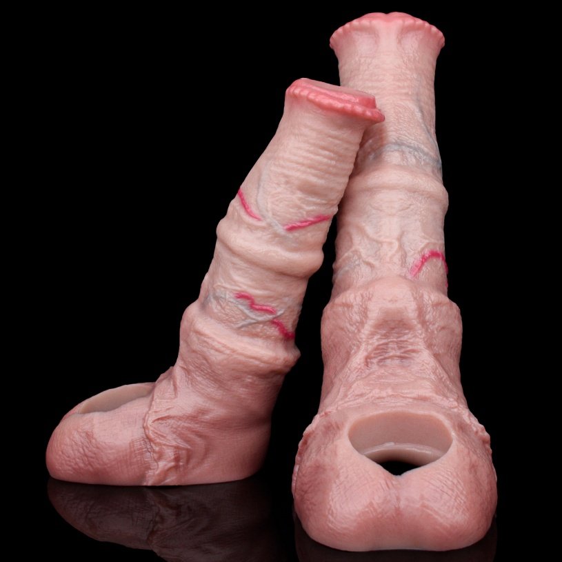 Vlezige Siliconen Fantasy Penissleeve Verhelpt Erectieproblemen - Verleng en Verdik Mannelijke Piemels Sex Toys